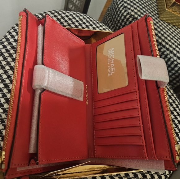 Michael Kors Jet Set Logo Double Zip Wristlet Large Wallet Gift Box - Picture 8 of 11